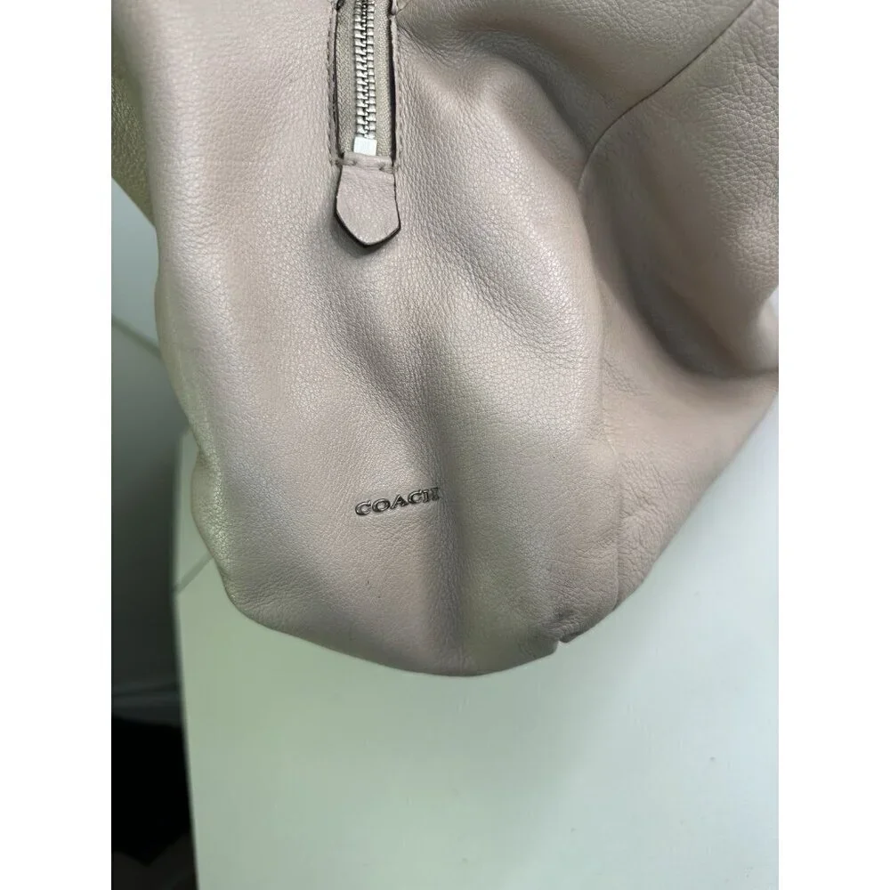 Coach Madison Phoebe Beige Pebbled Leather 3 Compartment Shoulder Bag Purse
